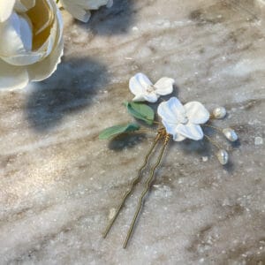 Amaloven Vihreä KOMBO hiuskampa ja hiuspinni aidoilla makeanvedenhelmillä - Kuva 5