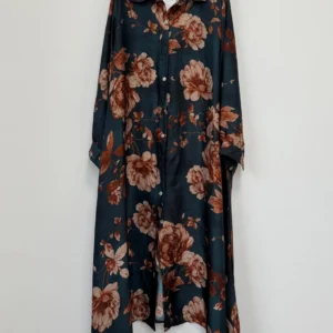 Ruusuinen satiinisilkkimekko onesize