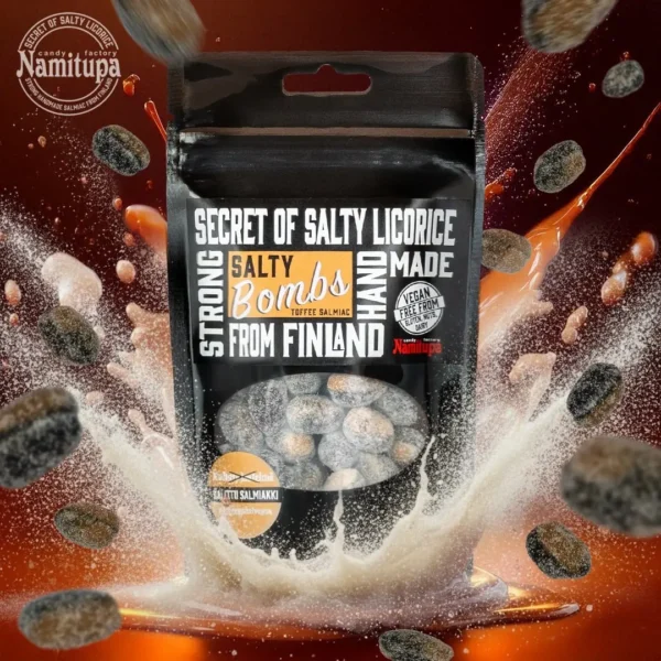 Namituvan Salty Bombs – toffeesalmiakkikarkit 100g UUTUUS