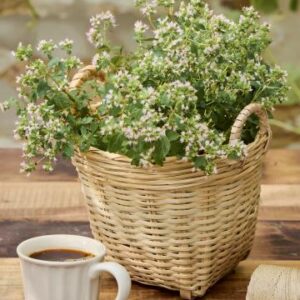 Punottu bambukori Ø 21cm käsikahvoilla