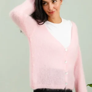 Ylellinen, italialainen 80% Kid Mohair neuletakki simpukankuori-napeilla, Onesize (S-XL)/useita värejä - Kuva 2