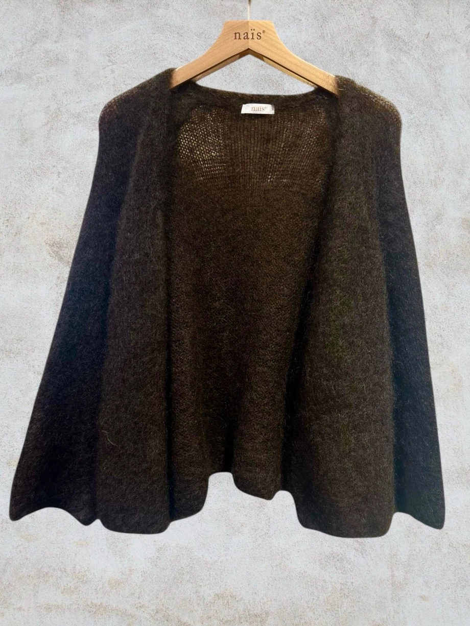 Ylellinen, italialainen 80% Kid Mohair neuletakki avoin, Onesize (S-XXL)/useita värejä - Kuva 4