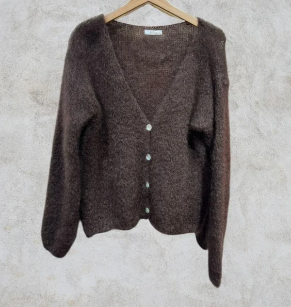 Ylellinen, italialainen 80% Kid Mohair neuletakki simpukankuori-napeilla, Onesize (S-XL)/useita värejä