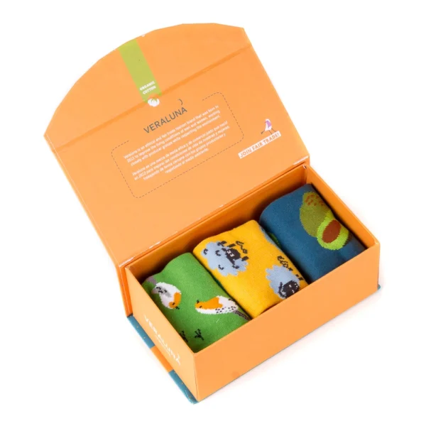 Veraluna kuvioidut luomupuuvillasukat boxi 3 pr, koolle: 39-42