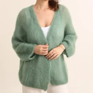 Ylellinen, italialainen 80% Kid Mohair neuletakki avoin, Onesize (S-XXL)/useita värejä